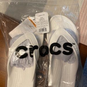 Crocs white flip flops